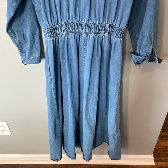 Studio 25 x Vintage Long Denim Button Prairie Dress Corduroy Collar - Picture 8 of 10